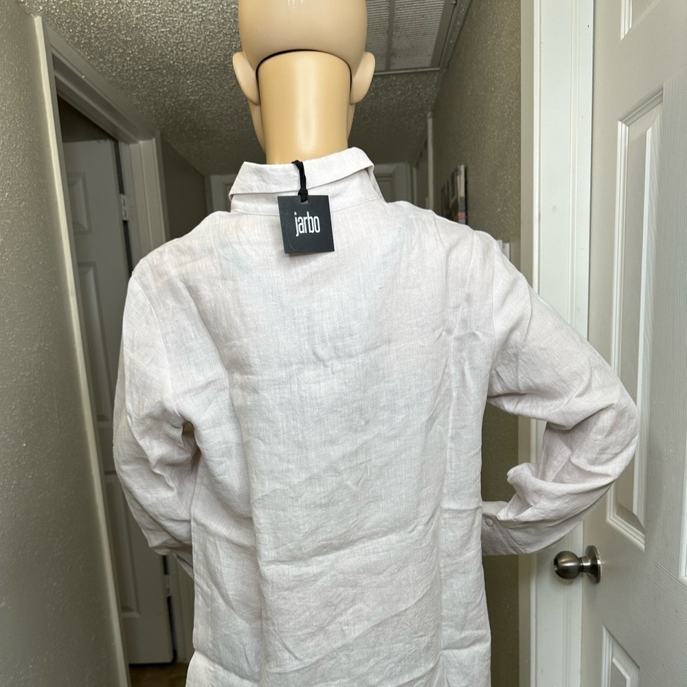 Jarbo Button Down Shirt White Cotton Blend Long Sleeve size 2. US medium - Picture 12 of 16